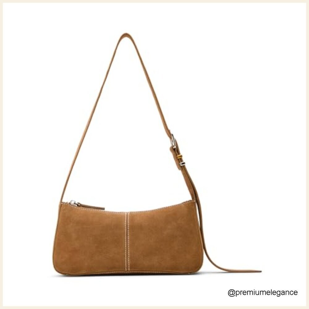 Mini Shoulder Bag Faux Suede Satchel Adjustable Strap Multiple Pockets - Picture 3 of 7